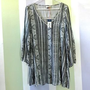 New Roxy Tribal Print Long Sleeve Dress